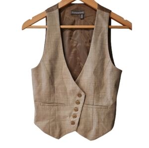 Tristan And Iseut Wool Blend Tan Suit Vest‎ Tailored Elegance